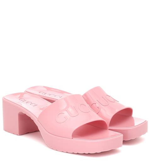 gucci logo rubber slide sandal replica|gucci rubber platform slide sandals.